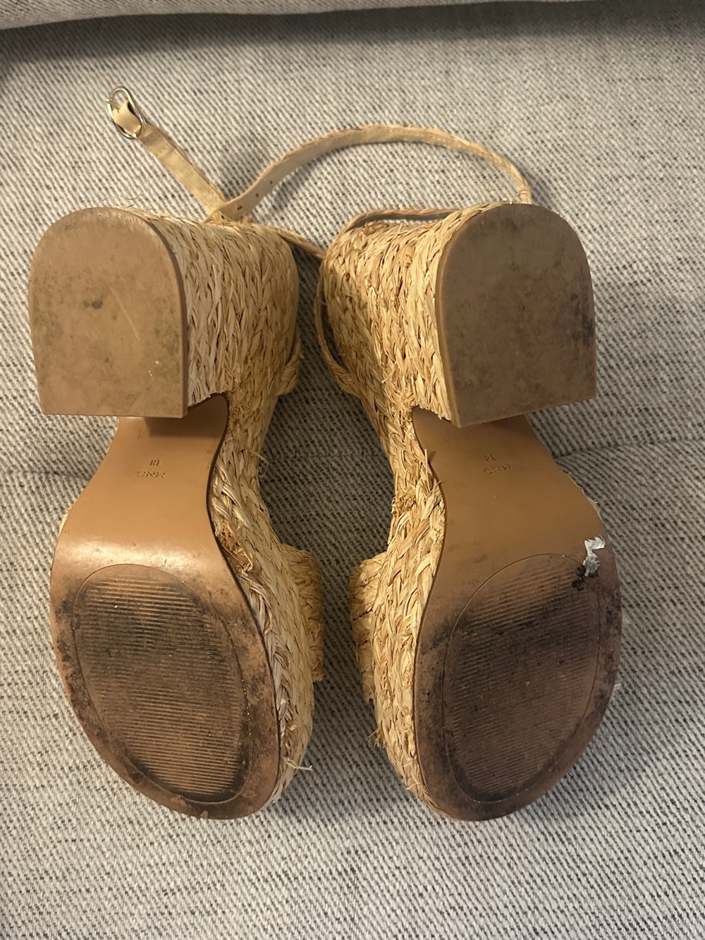 Mango Raffia Platform Heels 38 - Picture 9 of 9